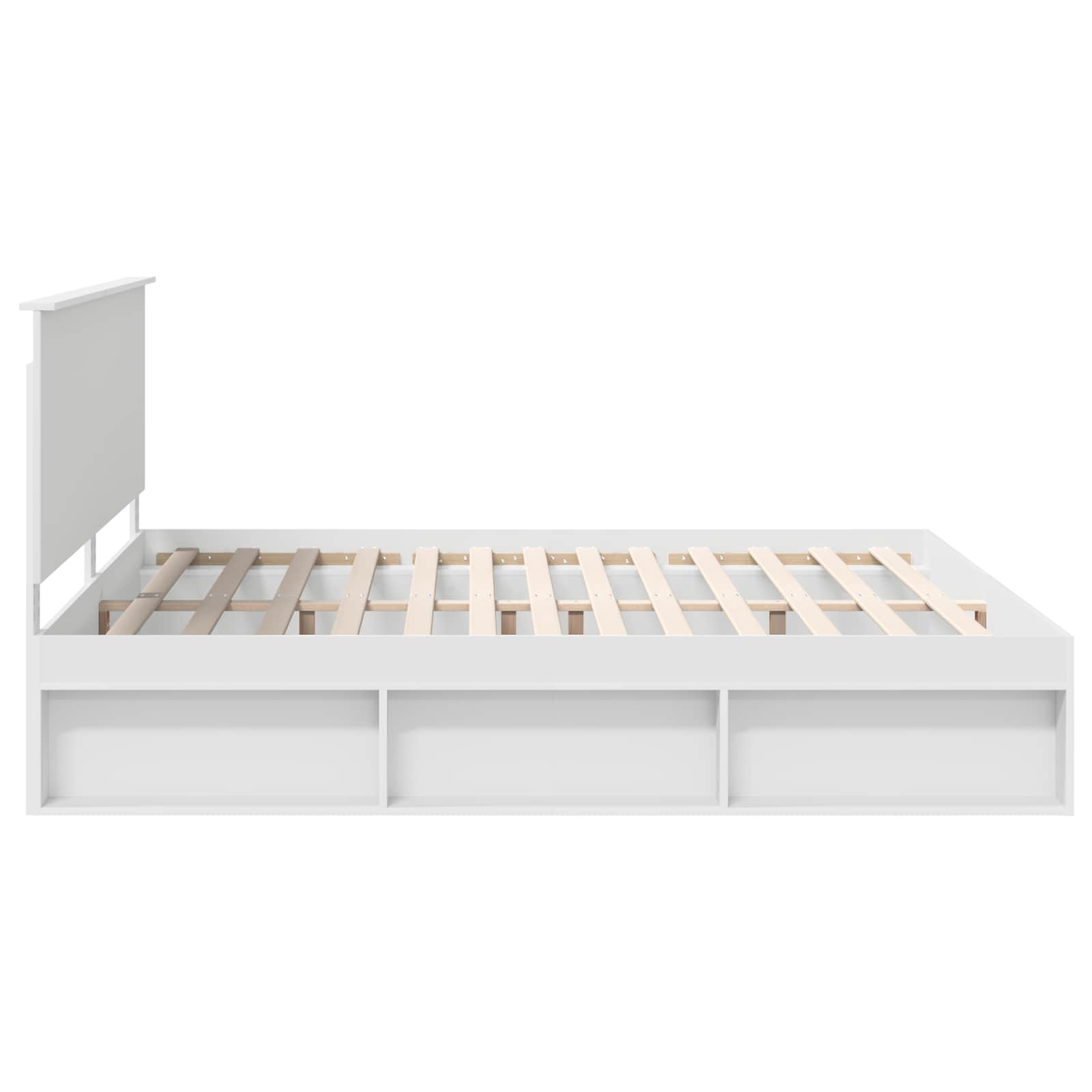 vidaXL Ramka łóżka Z zagłówkiem Biały 200 x 200 cm Lite drewno sosnowe
