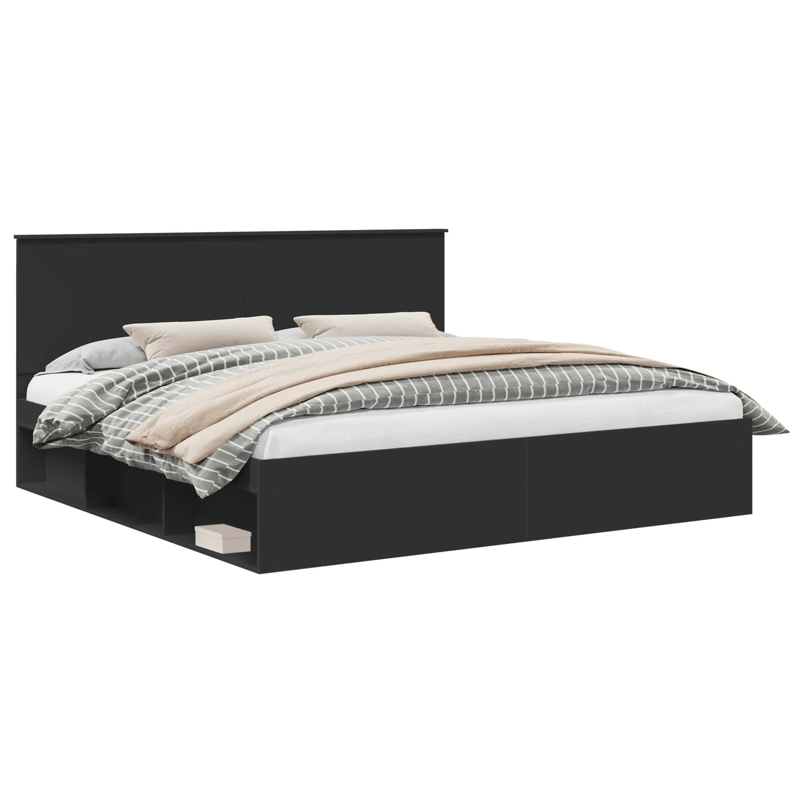 vidaXL Ramka łóżka Czarny 200 x 200 cm Lite drewno sosnowe