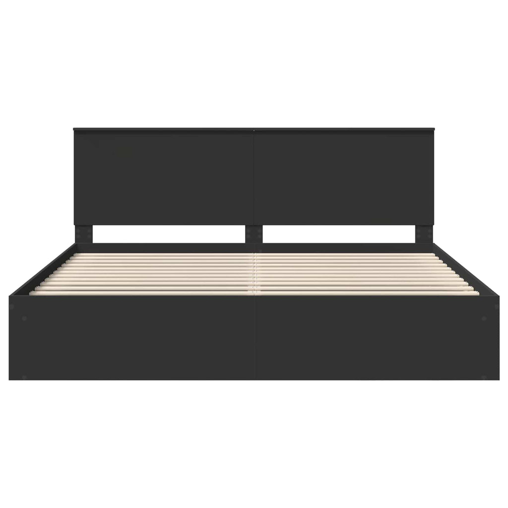vidaXL Ramka łóżka Czarny 200 x 200 cm Lite drewno sosnowe