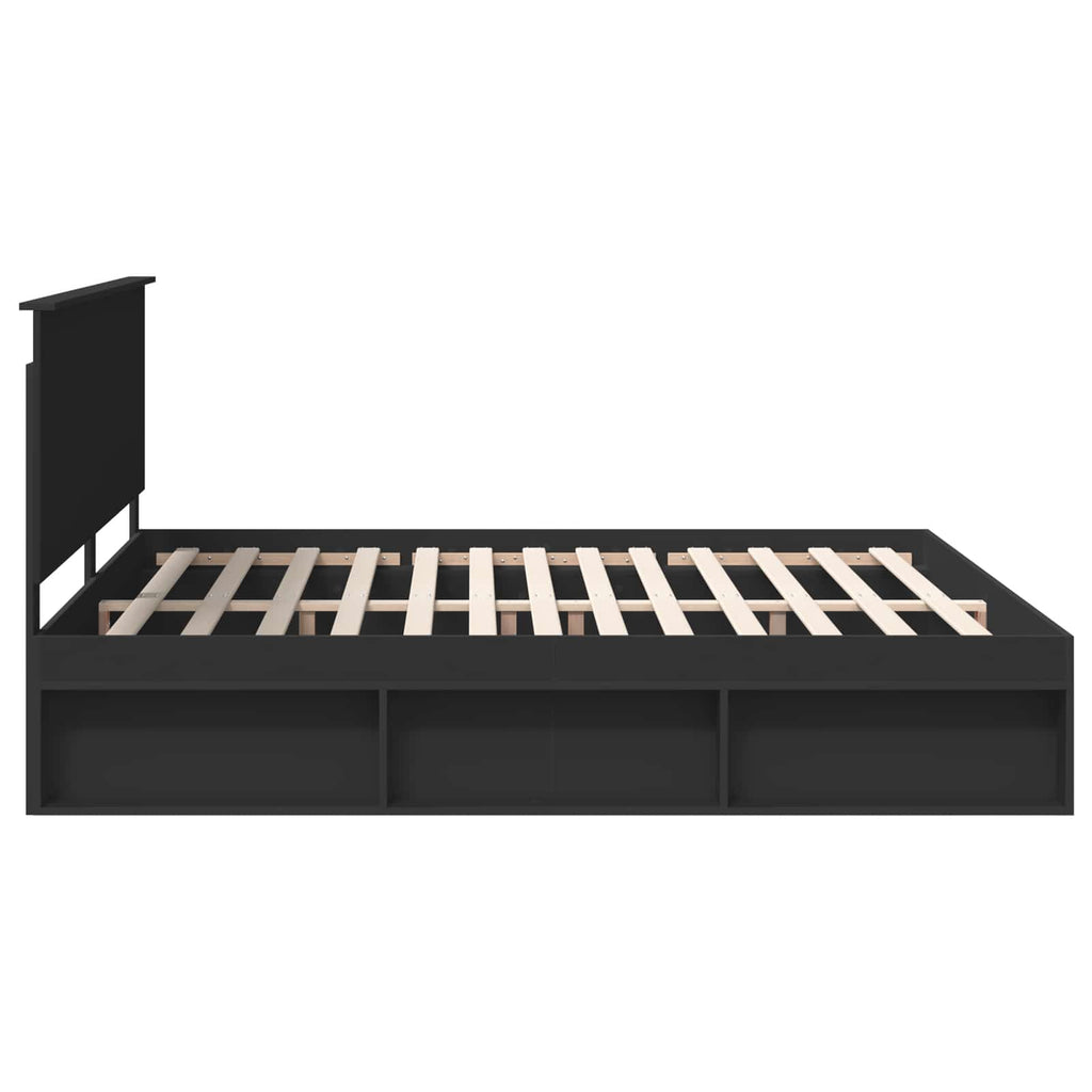vidaXL Ramka łóżka Czarny 200 x 200 cm Lite drewno sosnowe