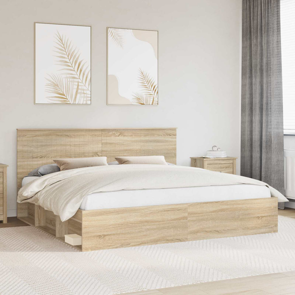 vidaXL Ramka łóżka Sonoma 200 x 200 cm Lite drewno sosnowe