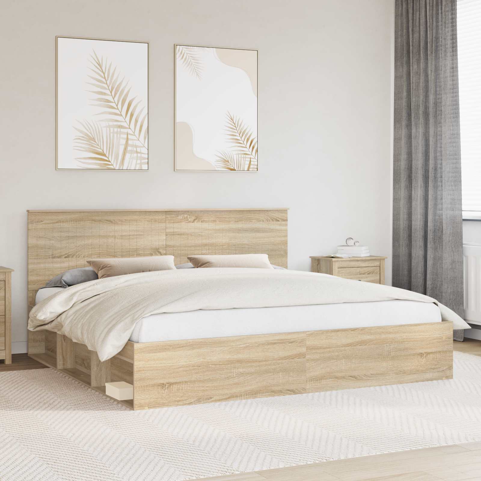 vidaXL Ramka łóżka Sonoma 200 x 200 cm Lite drewno sosnowe