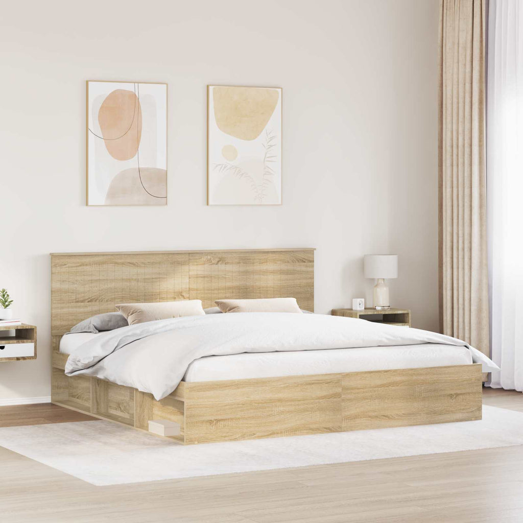 vidaXL Ramka łóżka Sonoma 200 x 200 cm Lite drewno sosnowe