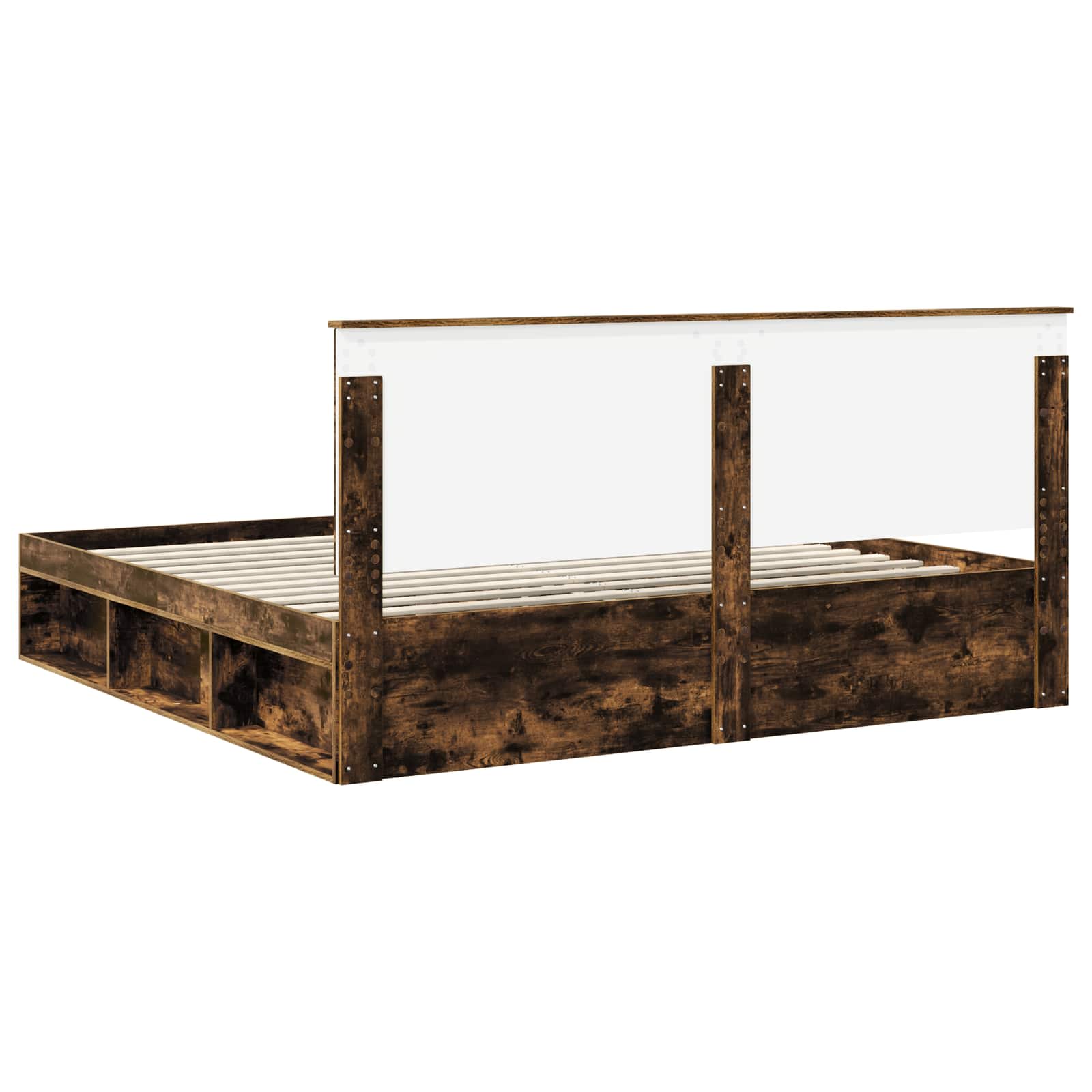 vidaXL Ramka łóżka Dąb wędzony 200 x 200 cm Lite drewno sosnowe