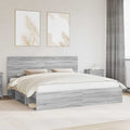 vidaXL Ramka łóżka Szary Sonoma 200 x 200 cm Lite drewno sosnowe