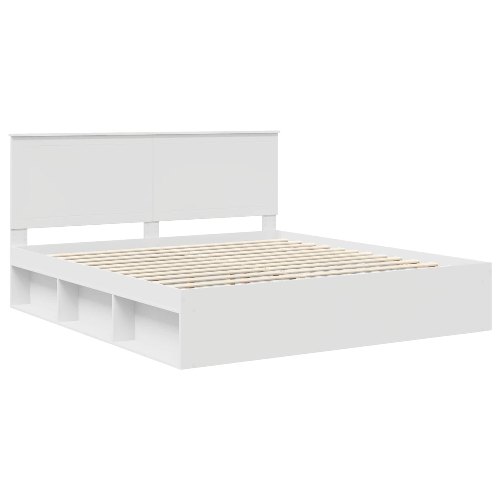 vidaXL Ramka łóżka Z zagłówkiem Biały 180 x 200 cm Lite drewno sosnowe