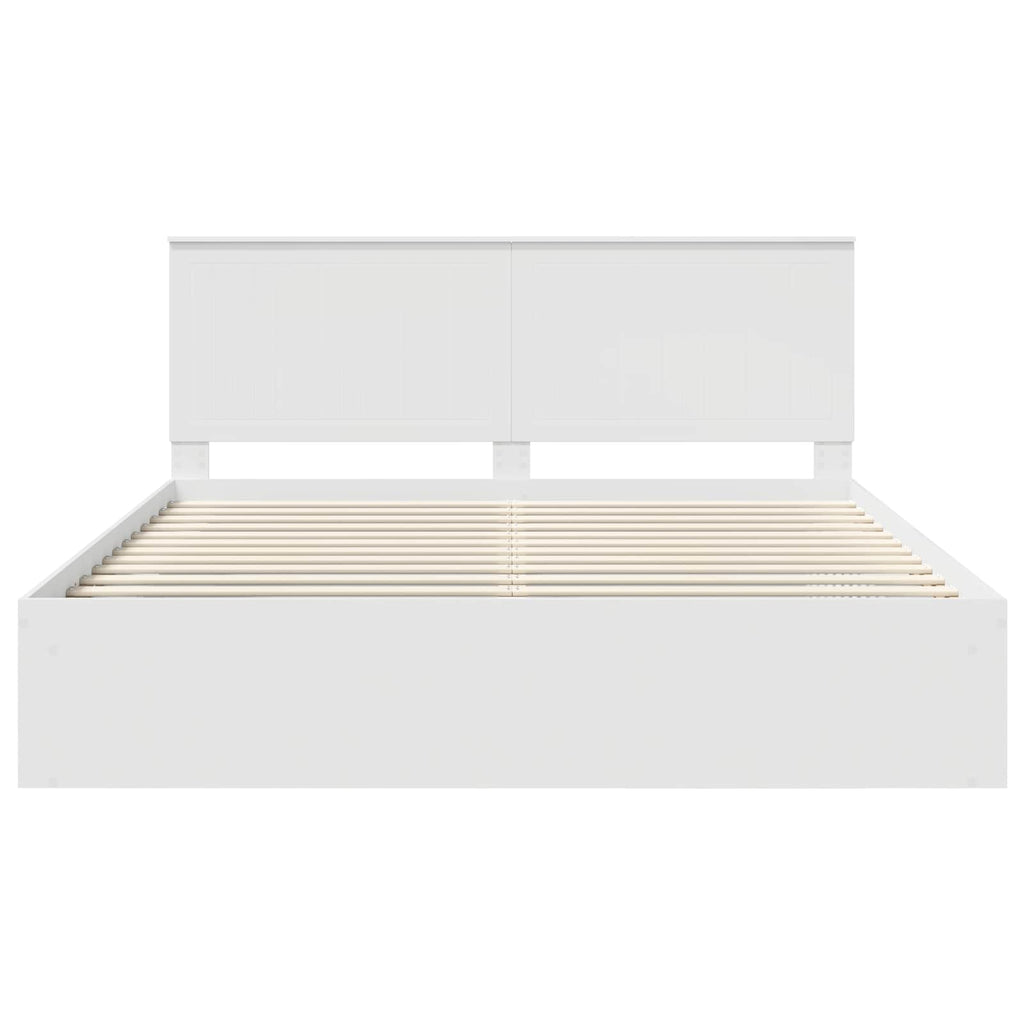 vidaXL Ramka łóżka Z zagłówkiem Biały 180 x 200 cm Lite drewno sosnowe