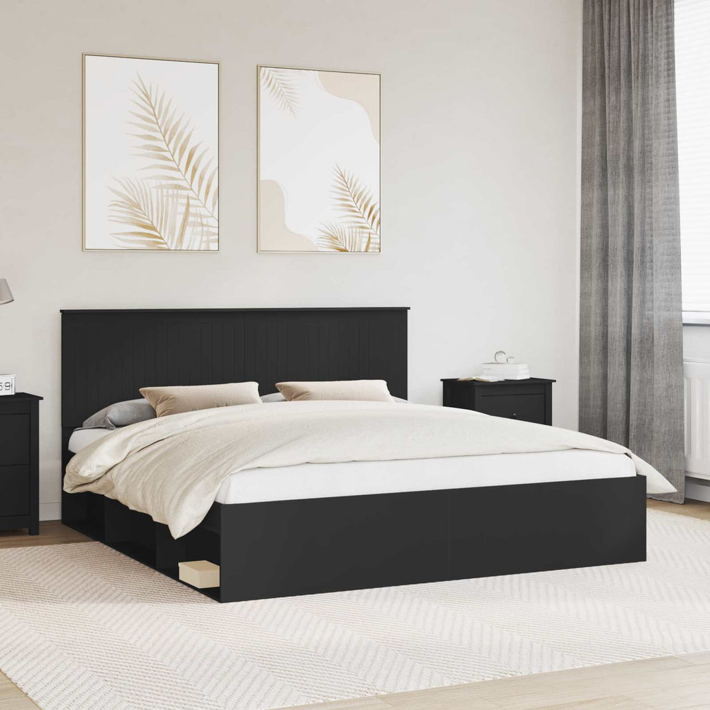 vidaXL Ramka łóżka Czarny 180 x 200 cm Lite drewno sosnowe