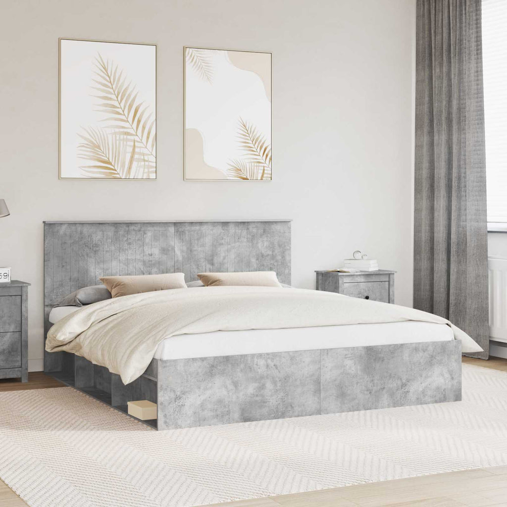 vidaXL Ramka łóżka Betonowy 180 x 200 cm Lite drewno sosnowe
