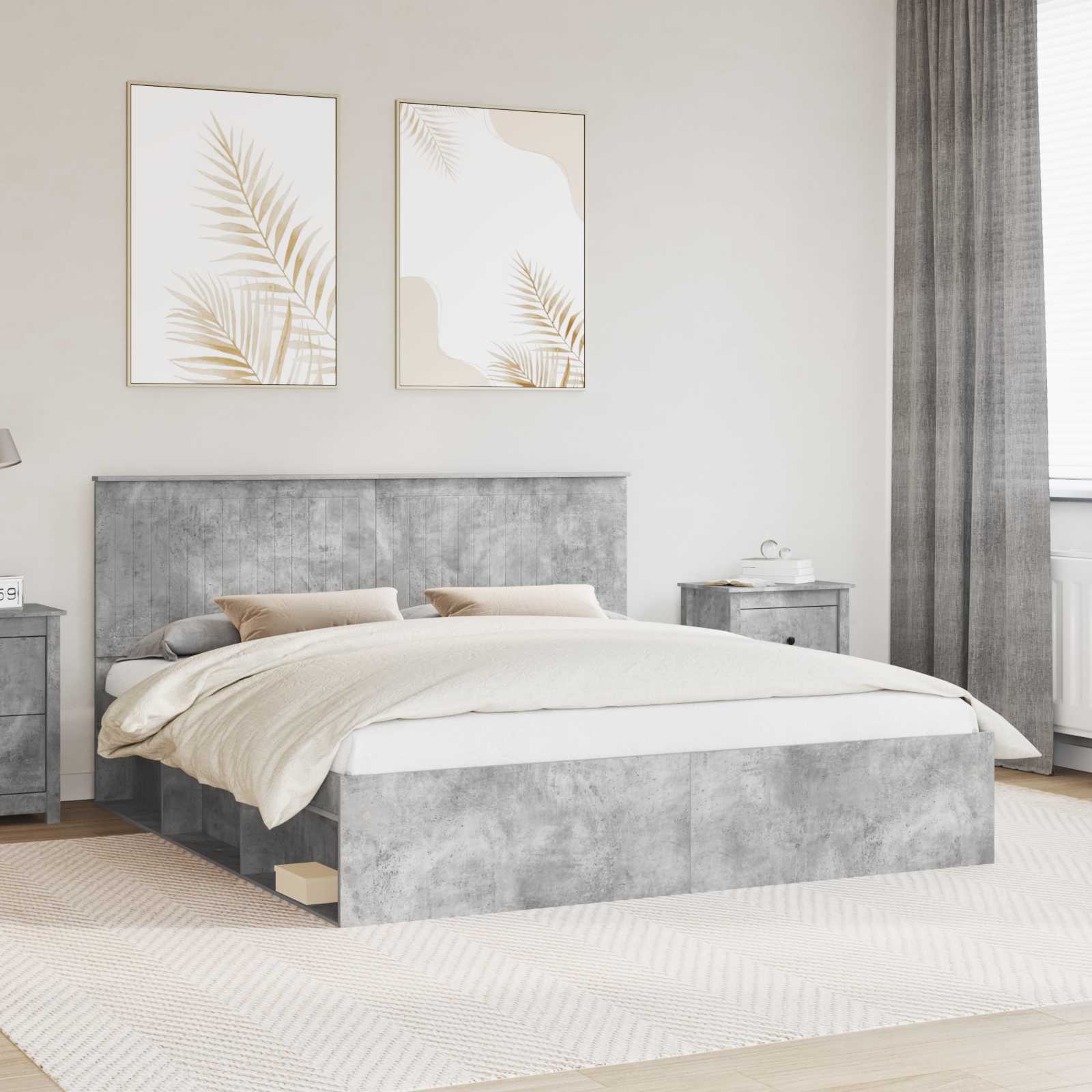 vidaXL Ramka łóżka Betonowy 180 x 200 cm Lite drewno sosnowe