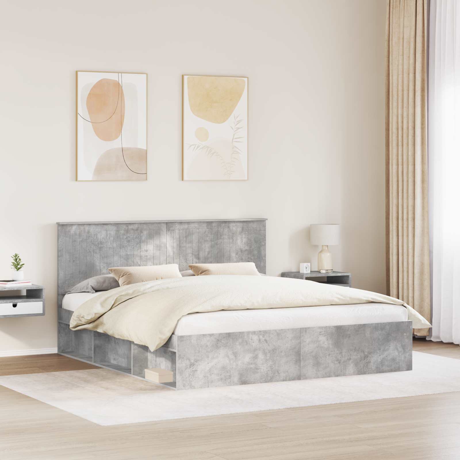vidaXL Ramka łóżka Betonowy 180 x 200 cm Lite drewno sosnowe