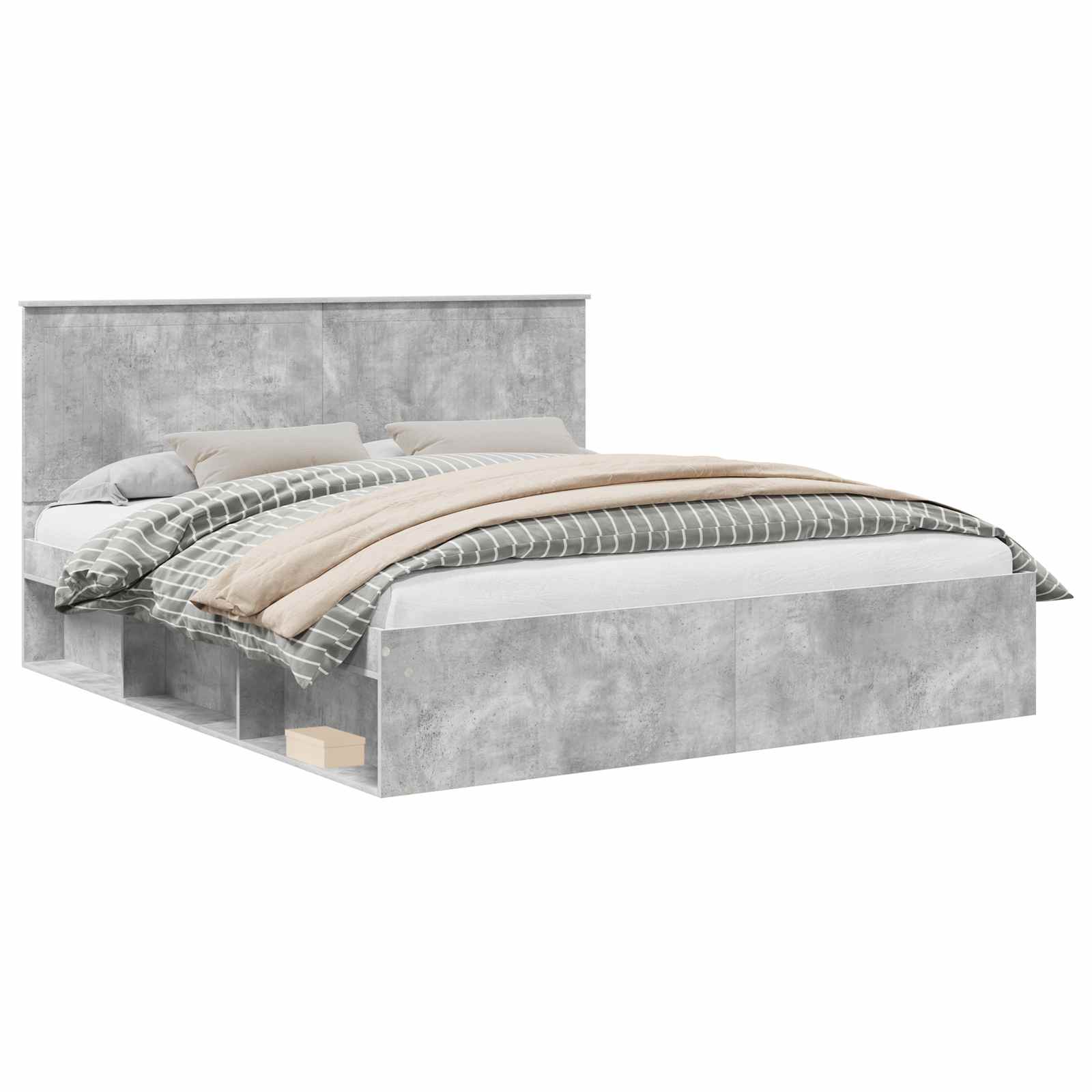 vidaXL Ramka łóżka Betonowy 180 x 200 cm Lite drewno sosnowe