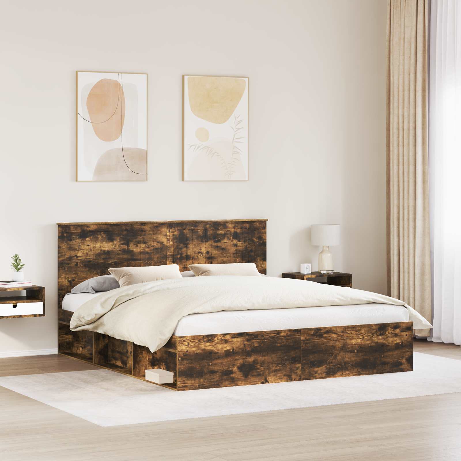 vidaXL Ramka łóżka Dąb wędzony 180 x 200 cm Lite drewno sosnowe