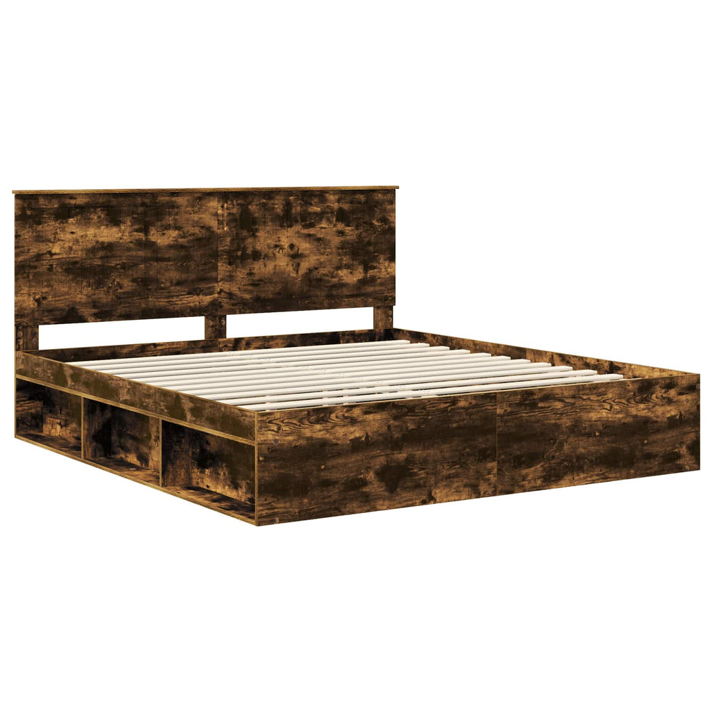 vidaXL Ramka łóżka Dąb wędzony 180 x 200 cm Lite drewno sosnowe