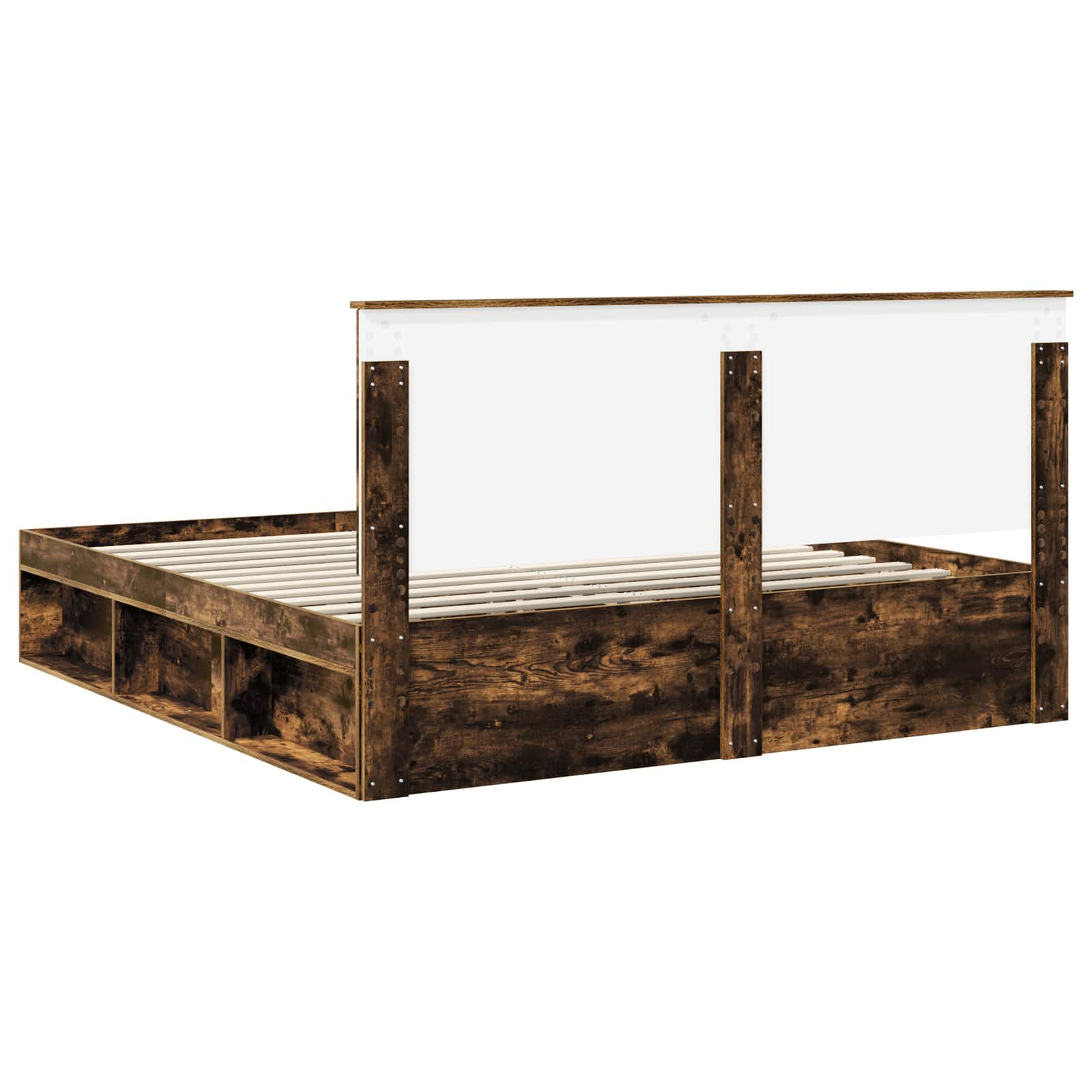 vidaXL Ramka łóżka Dąb wędzony 180 x 200 cm Lite drewno sosnowe