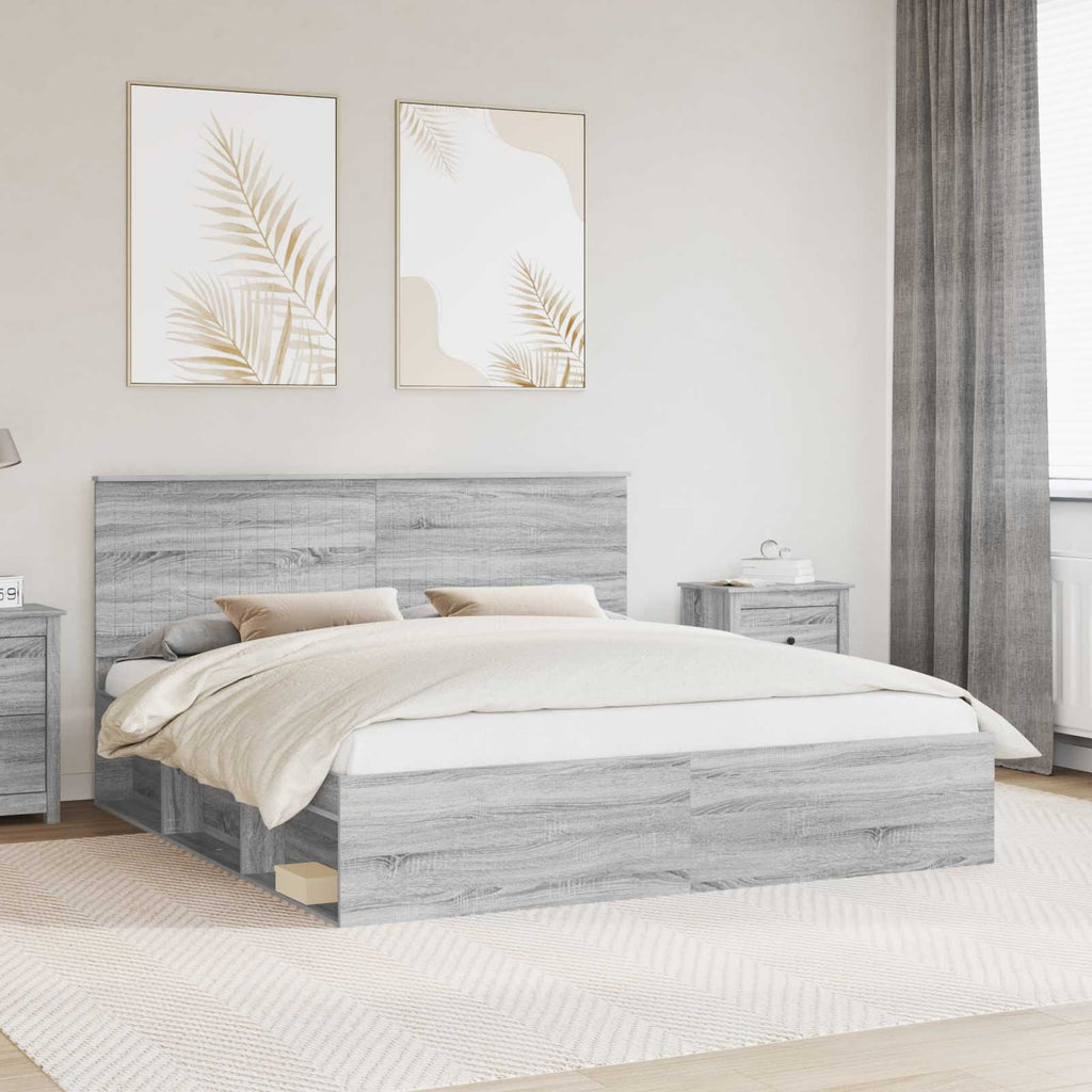vidaXL Ramka łóżka Szary Sonoma 180 x 200 cm Lite drewno sosnowe