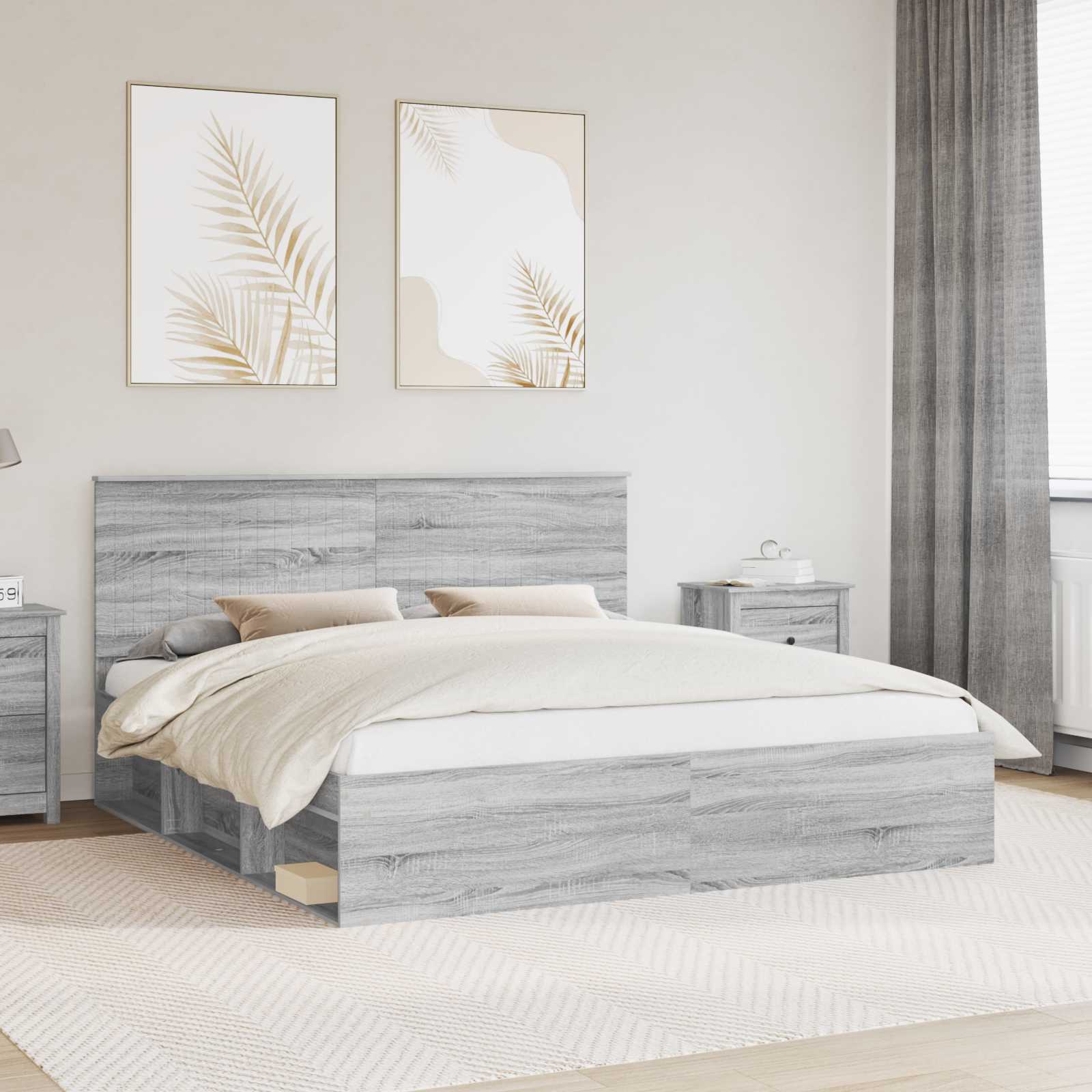 vidaXL Ramka łóżka Szary Sonoma 180 x 200 cm Lite drewno sosnowe