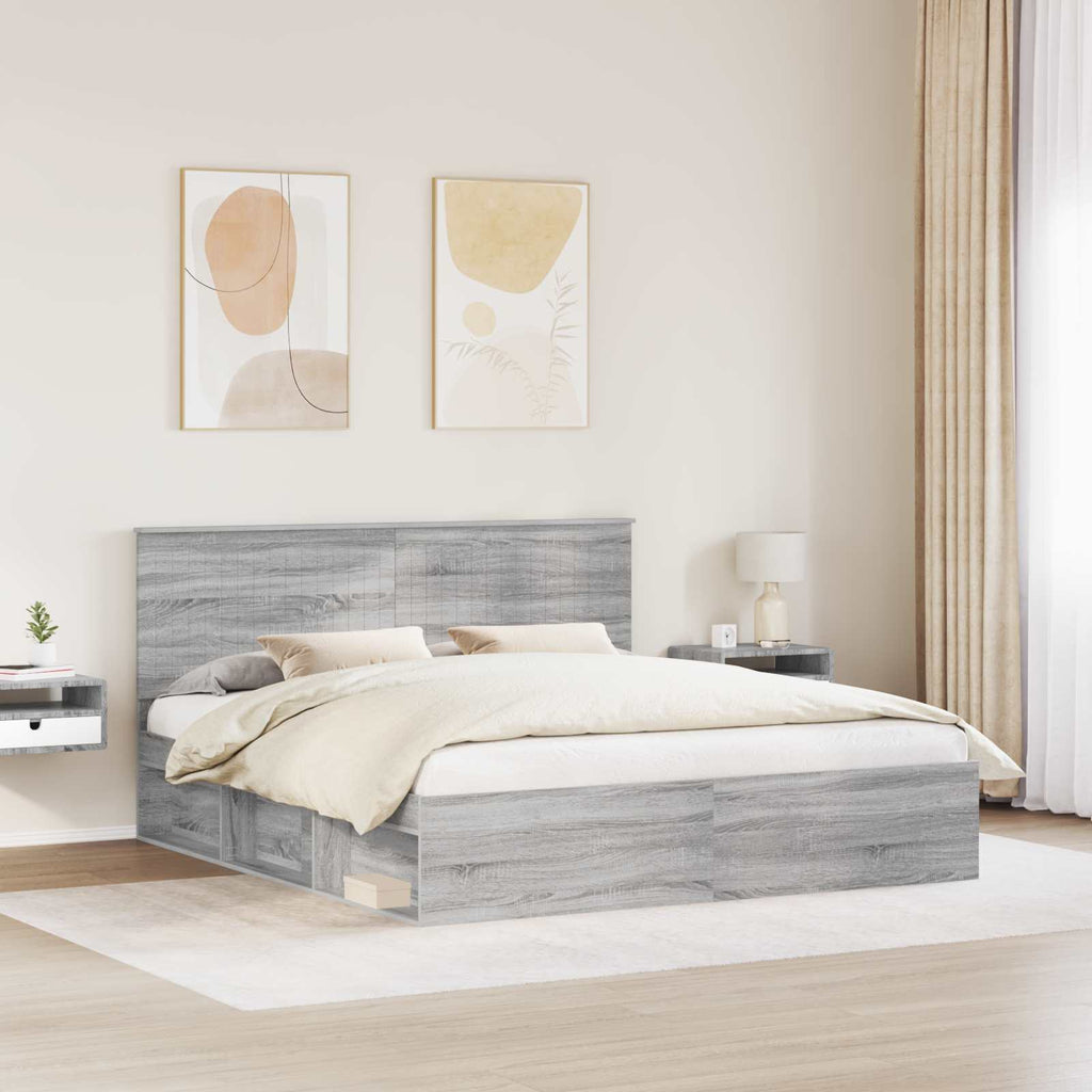 vidaXL Ramka łóżka Szary Sonoma 180 x 200 cm Lite drewno sosnowe