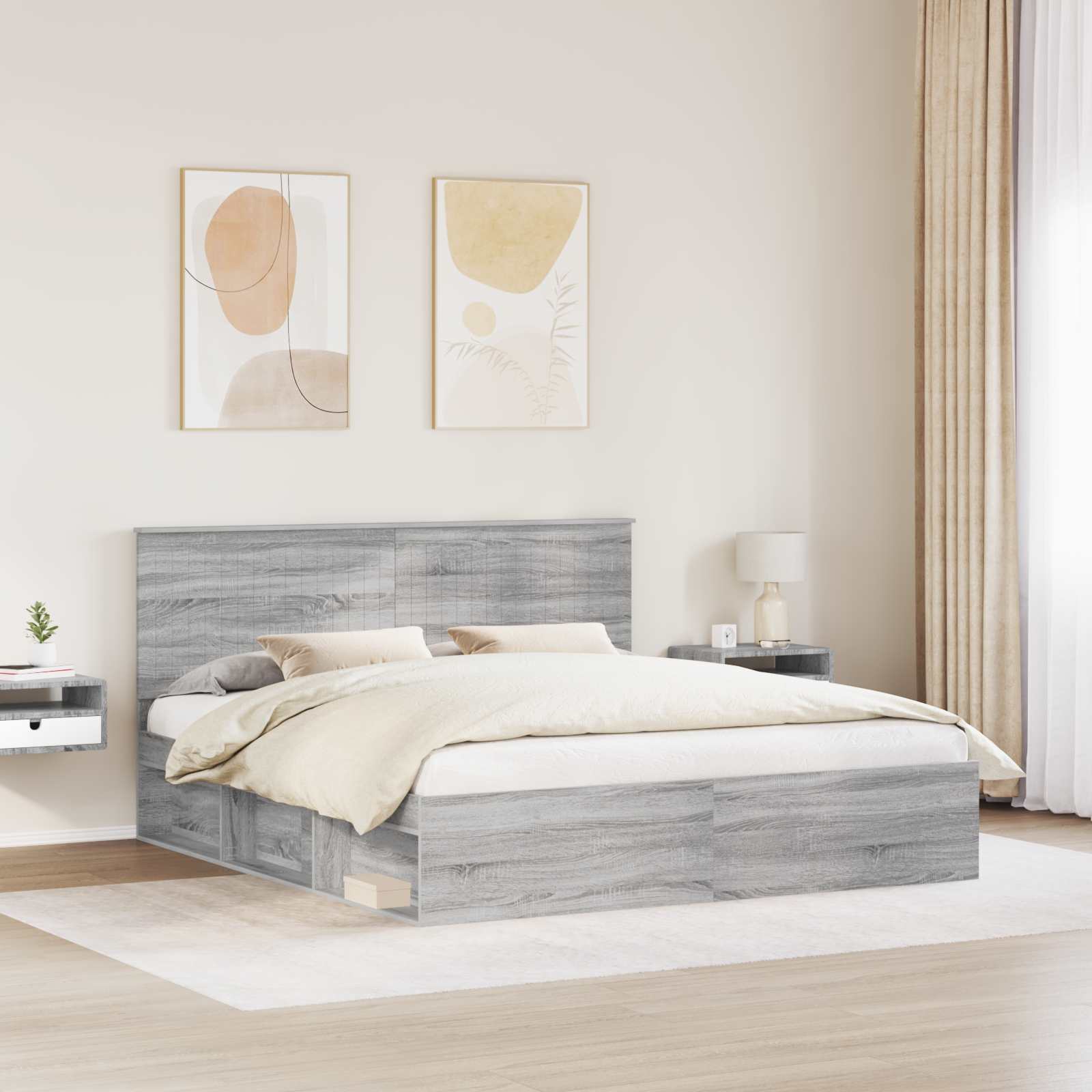 vidaXL Ramka łóżka Szary Sonoma 180 x 200 cm Lite drewno sosnowe