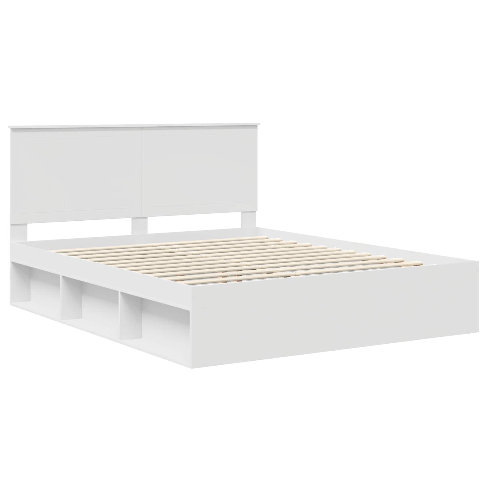 vidaXL Ramka łóżka Z zagłówkiem Biały 160 x 200 cm Lite drewno sosnowe