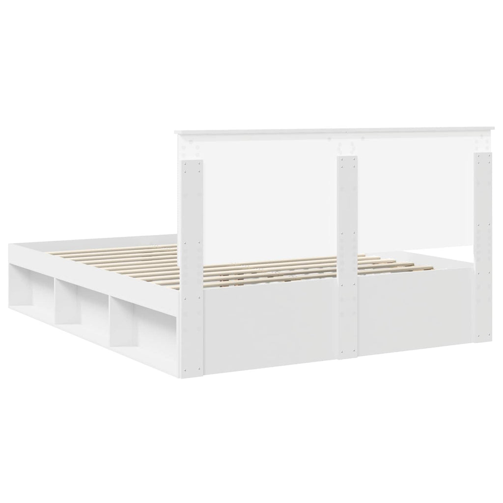vidaXL Ramka łóżka Z zagłówkiem Biały 160 x 200 cm Lite drewno sosnowe