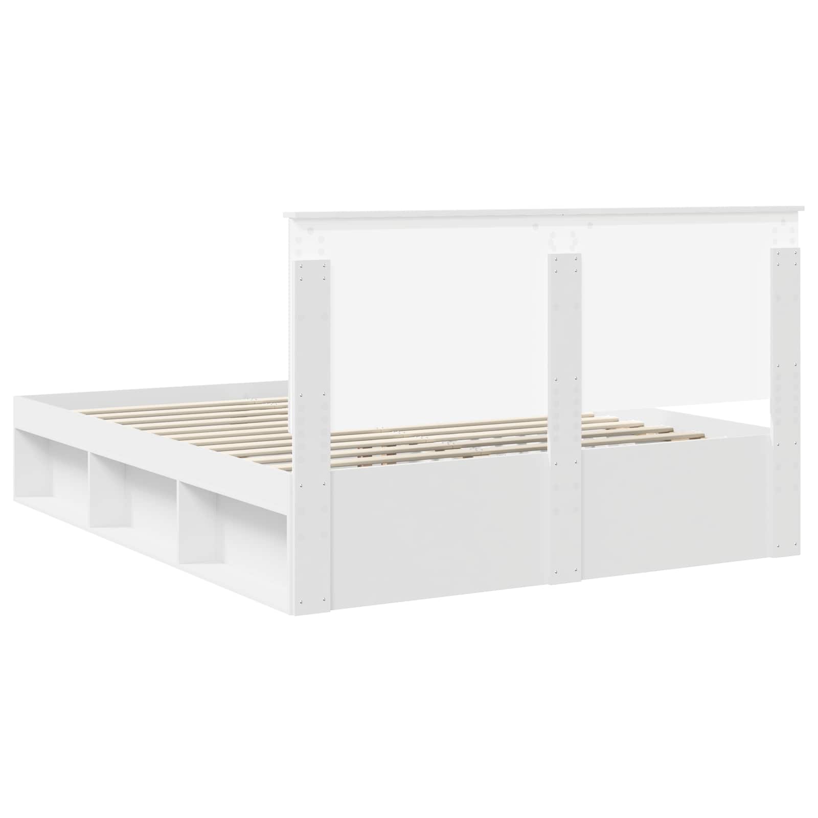 vidaXL Ramka łóżka Z zagłówkiem Biały 160 x 200 cm Lite drewno sosnowe