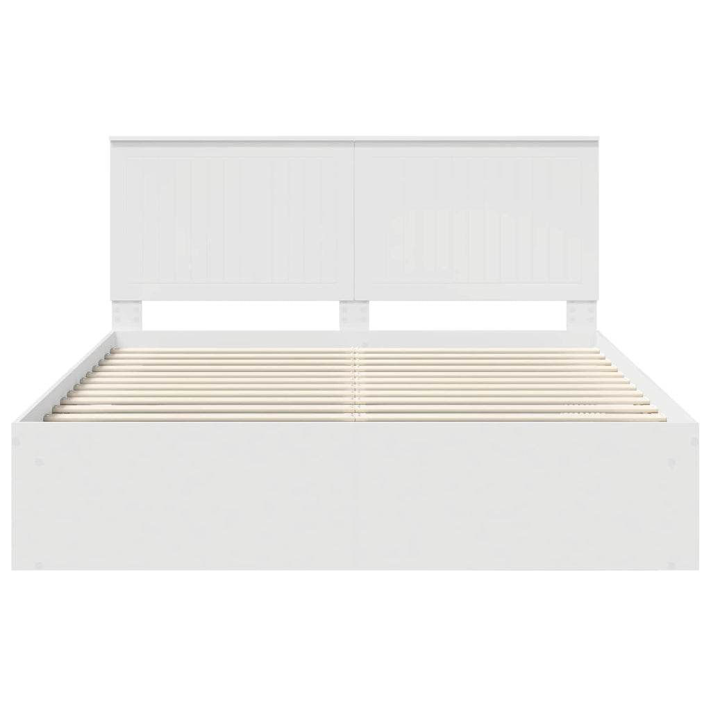 vidaXL Ramka łóżka Z zagłówkiem Biały 160 x 200 cm Lite drewno sosnowe