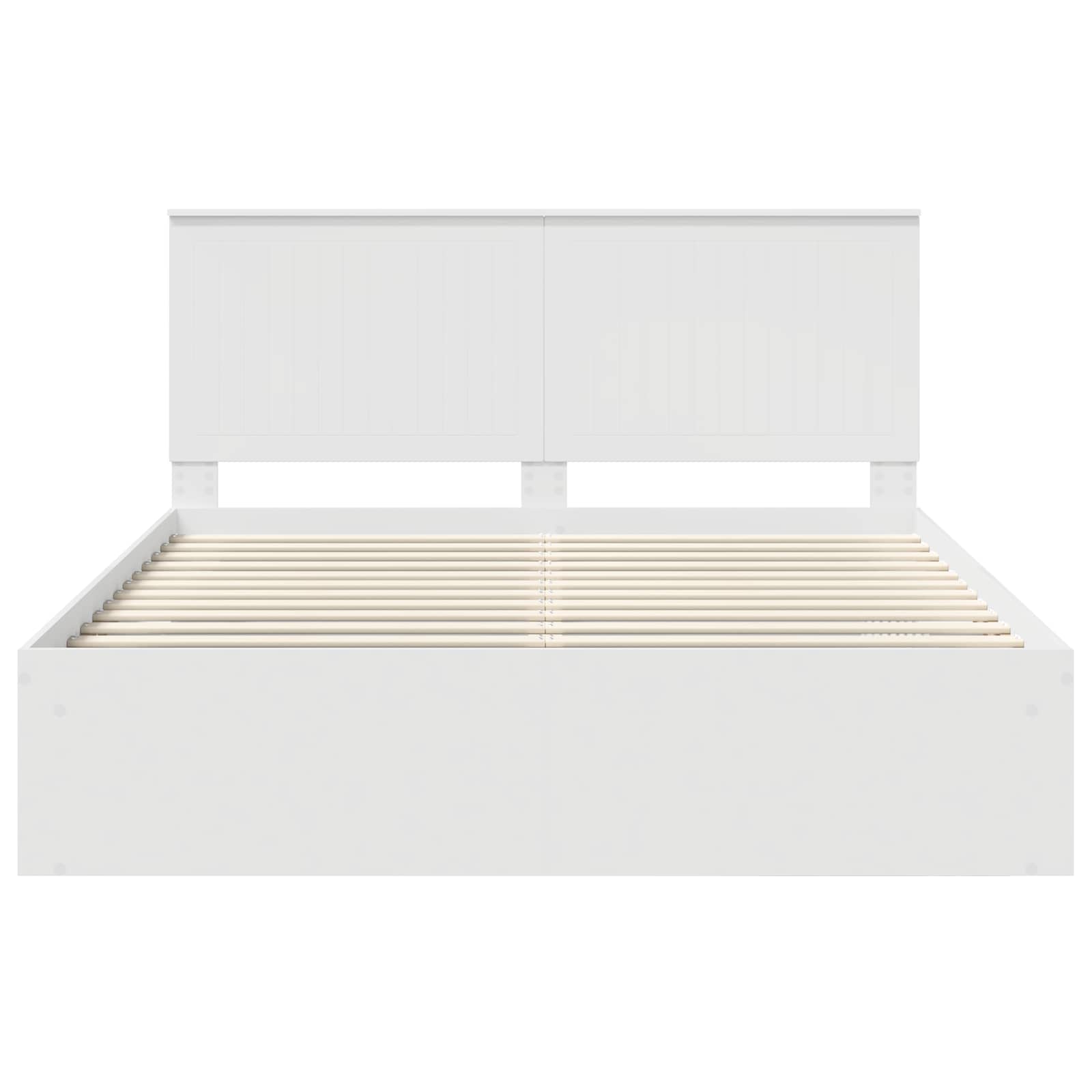 vidaXL Ramka łóżka Z zagłówkiem Biały 160 x 200 cm Lite drewno sosnowe