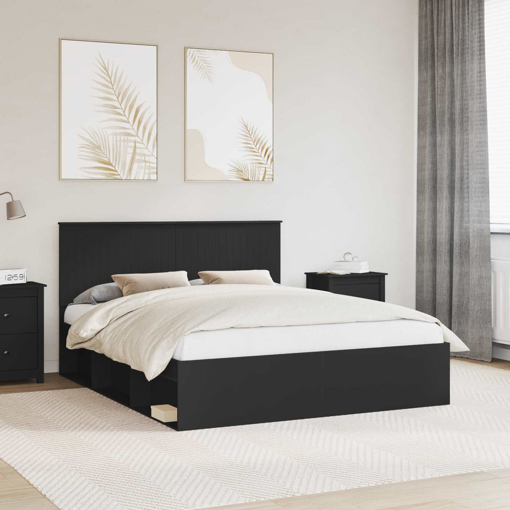 vidaXL Ramka łóżka Czarny 160 x 200 cm Lite drewno sosnowe