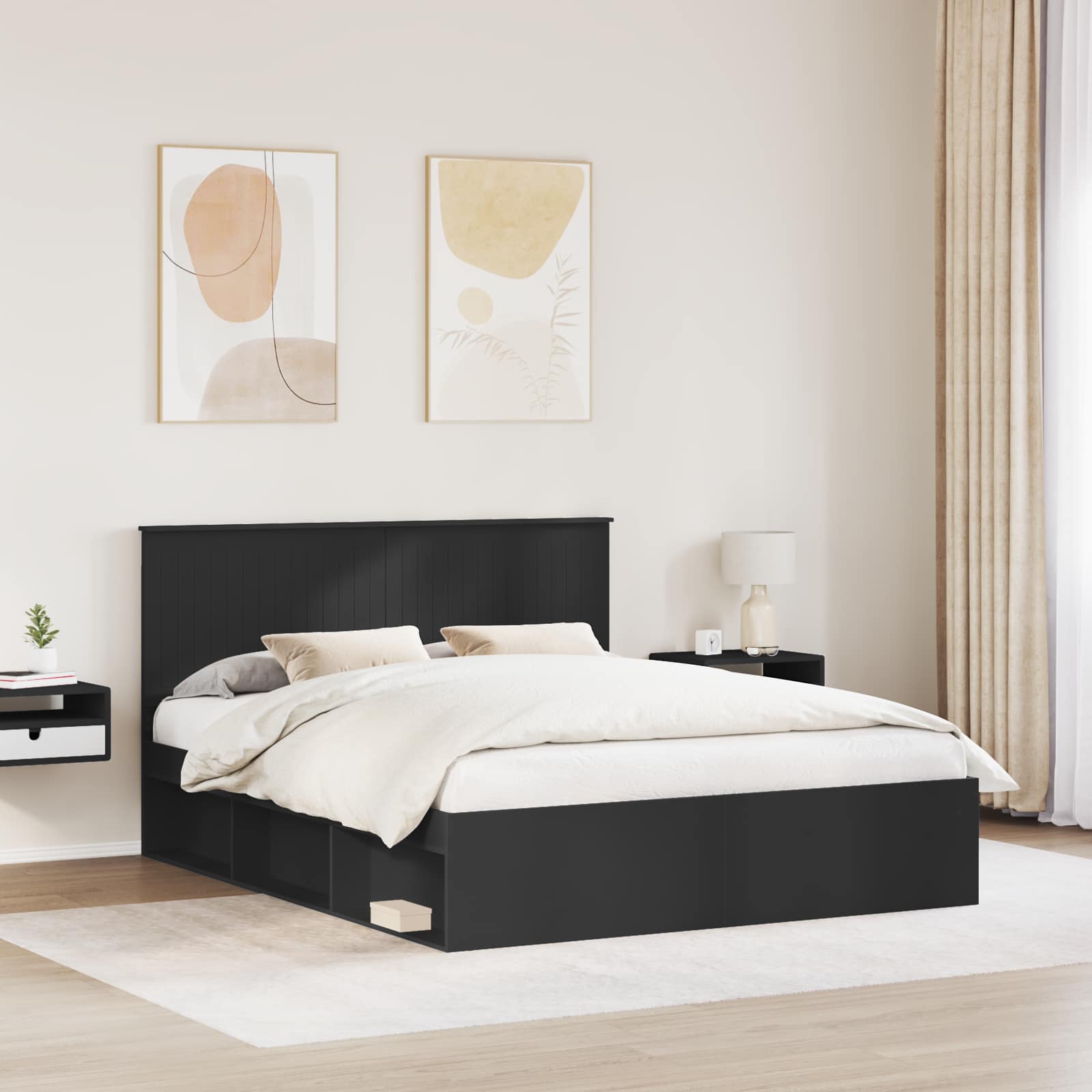 vidaXL Ramka łóżka Czarny 160 x 200 cm Lite drewno sosnowe