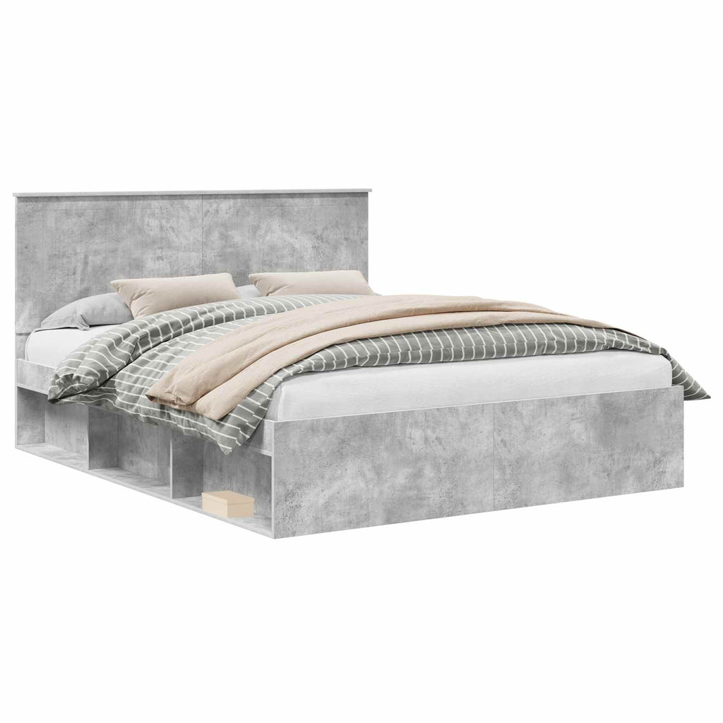 vidaXL Ramka łóżka Betonowy 160 x 200 cm Lite drewno sosnowe