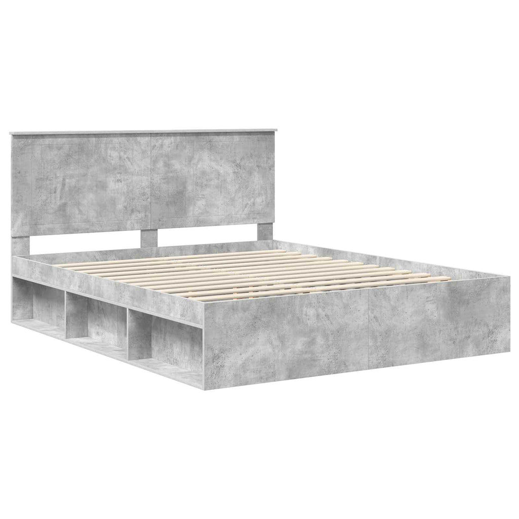 vidaXL Ramka łóżka Betonowy 160 x 200 cm Lite drewno sosnowe