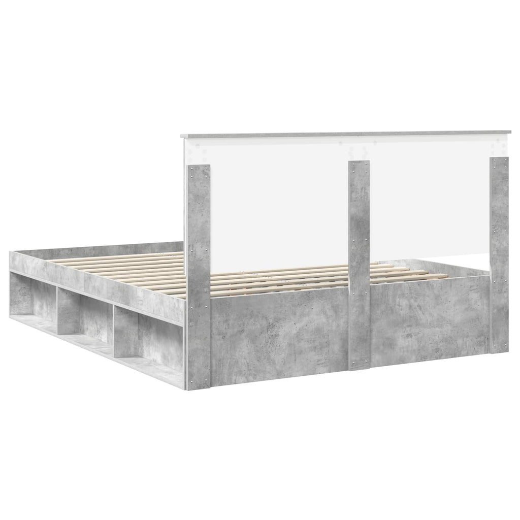 vidaXL Ramka łóżka Betonowy 160 x 200 cm Lite drewno sosnowe