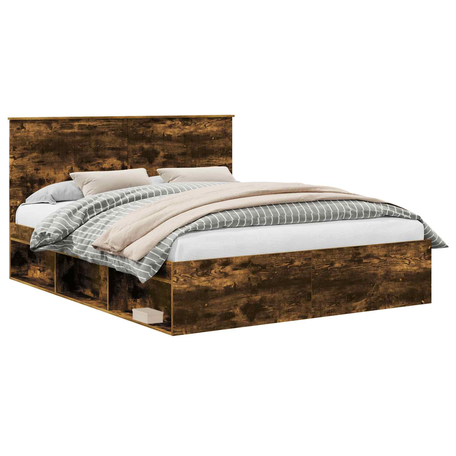 vidaXL Ramka łóżka Dąb wędzony 160 x 200 cm Lite drewno sosnowe