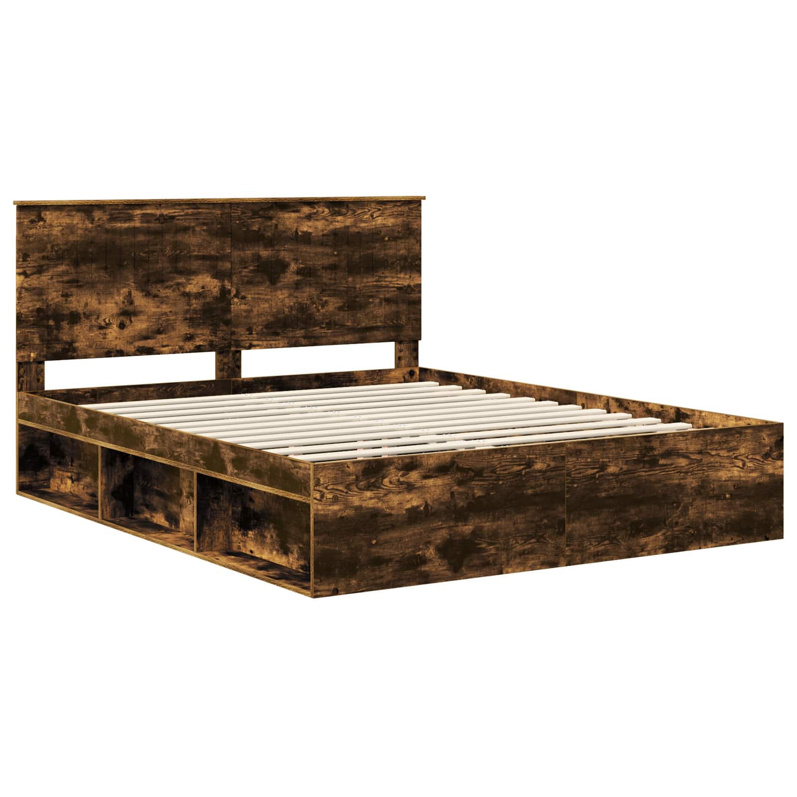 vidaXL Ramka łóżka Dąb wędzony 160 x 200 cm Lite drewno sosnowe