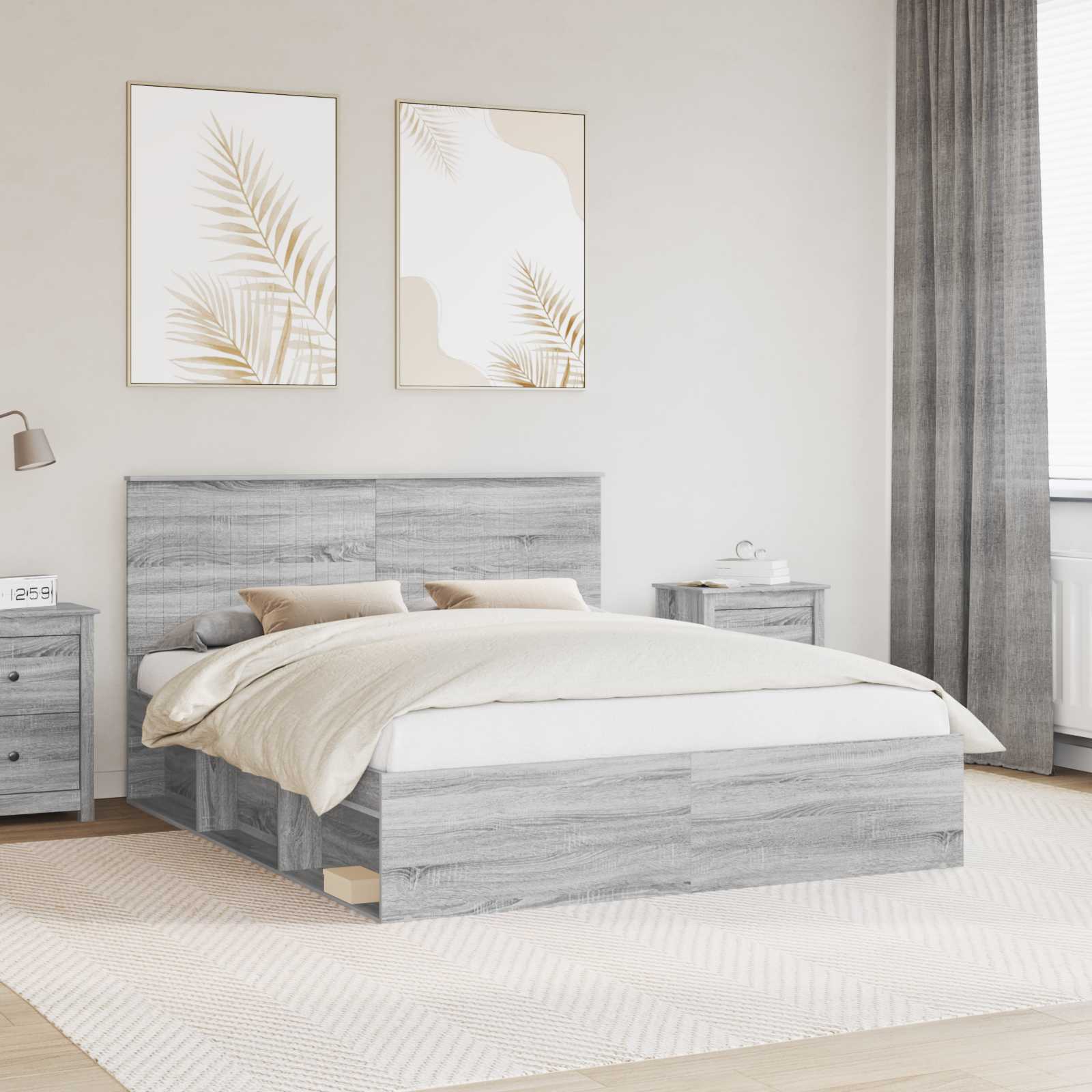 vidaXL Ramka łóżka Szary Sonoma 160 x 200 cm Lite drewno sosnowe