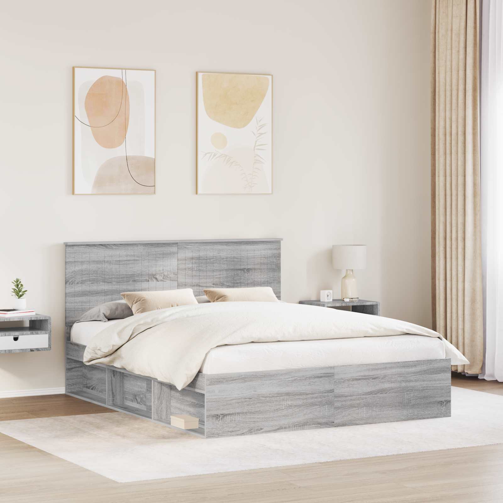 vidaXL Ramka łóżka Szary Sonoma 160 x 200 cm Lite drewno sosnowe
