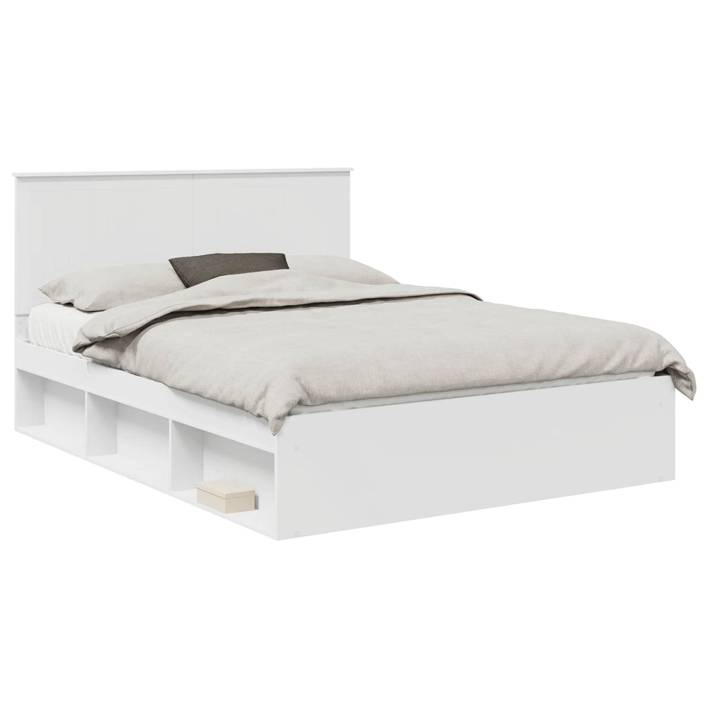 vidaXL Ramka łóżka Z zagłówkiem Biały 150 x 200 cm Lite drewno sosnowe
