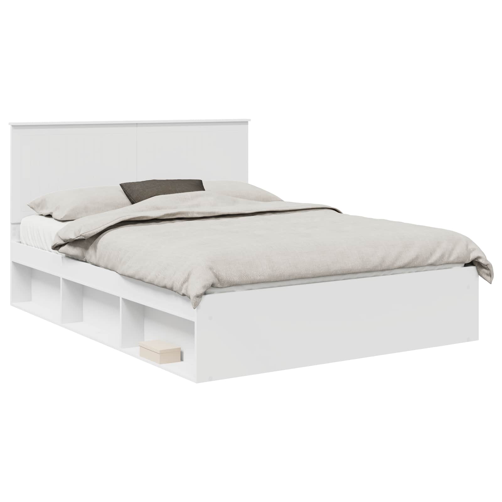 vidaXL Ramka łóżka Z zagłówkiem Biały 150 x 200 cm Lite drewno sosnowe
