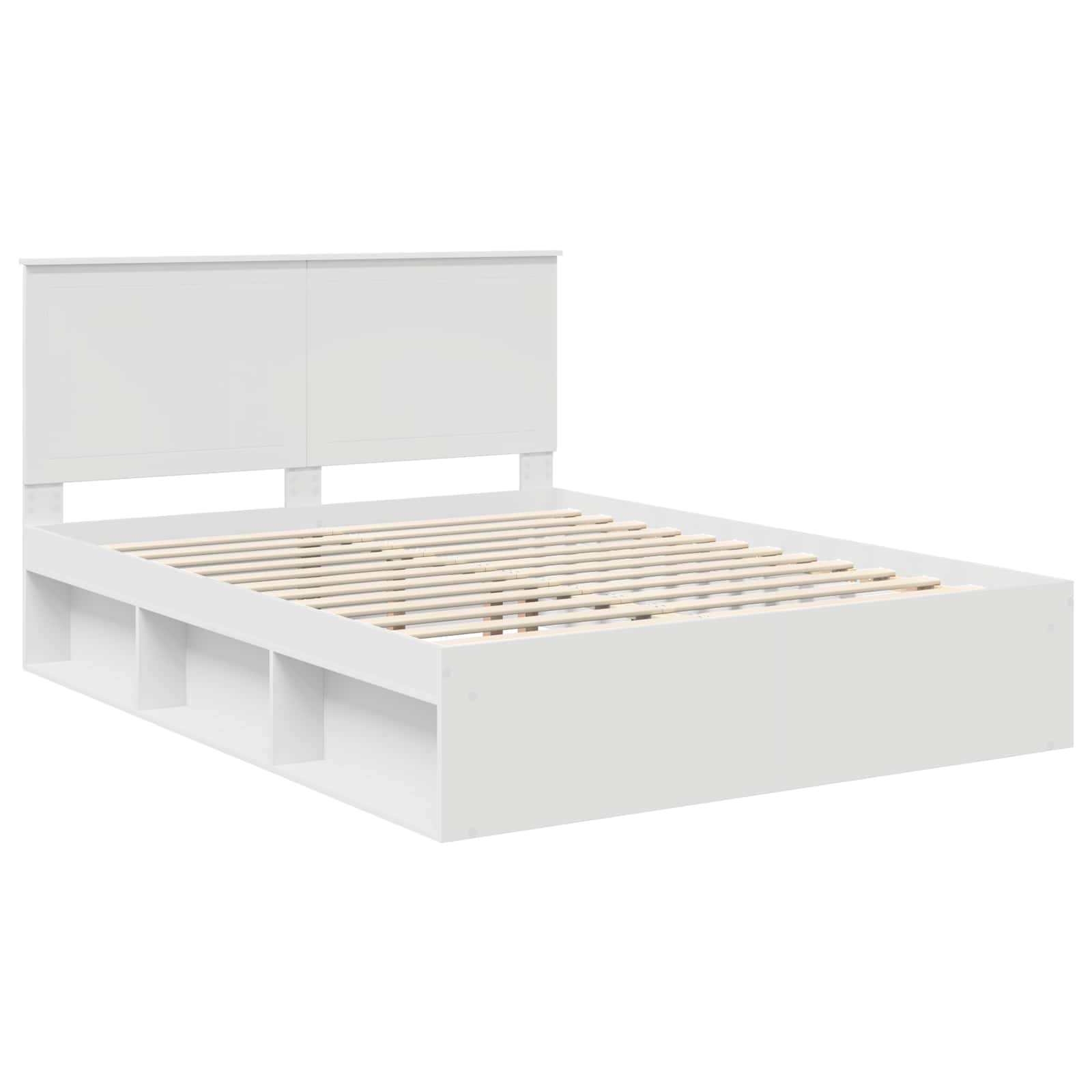 vidaXL Ramka łóżka Z zagłówkiem Biały 150 x 200 cm Lite drewno sosnowe