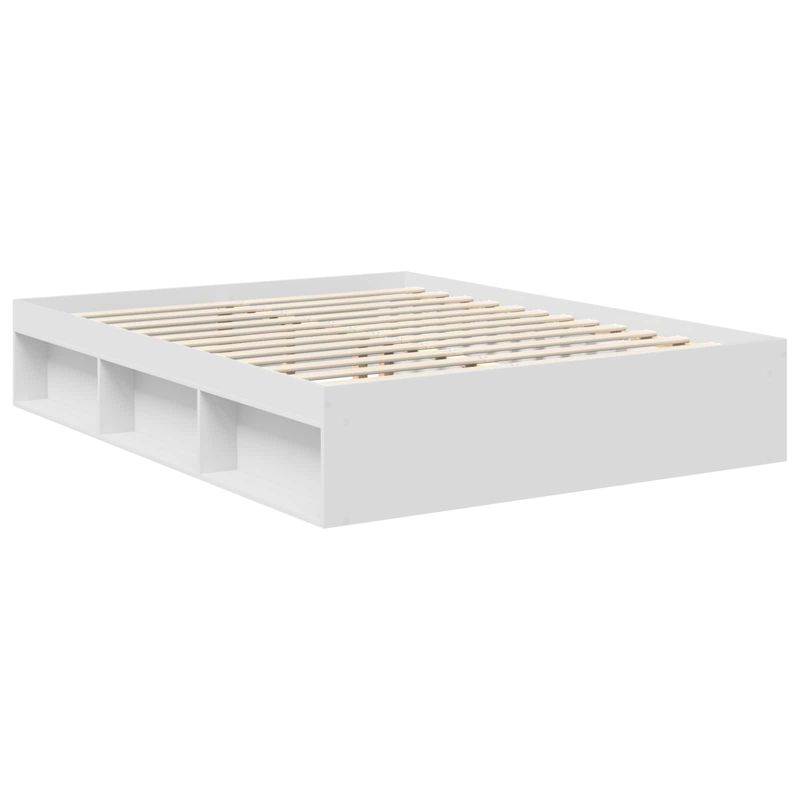 vidaXL Ramka łóżka Z zagłówkiem Biały 150 x 200 cm Lite drewno sosnowe