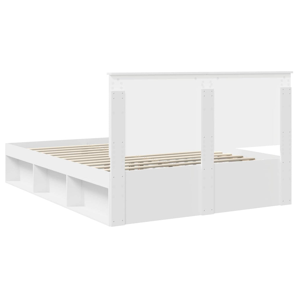 vidaXL Ramka łóżka Z zagłówkiem Biały 150 x 200 cm Lite drewno sosnowe