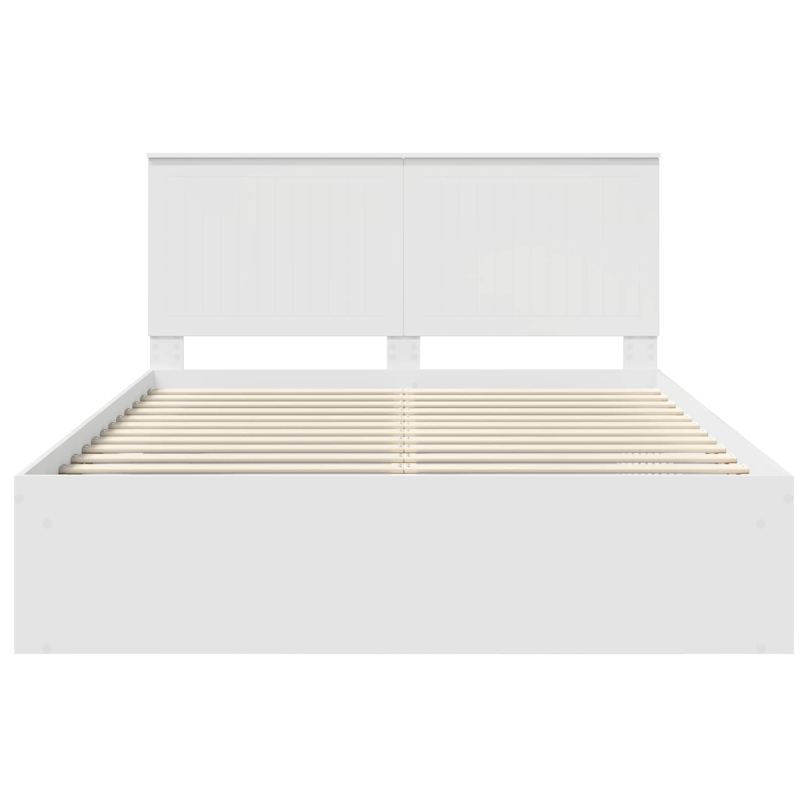 vidaXL Ramka łóżka Z zagłówkiem Biały 150 x 200 cm Lite drewno sosnowe