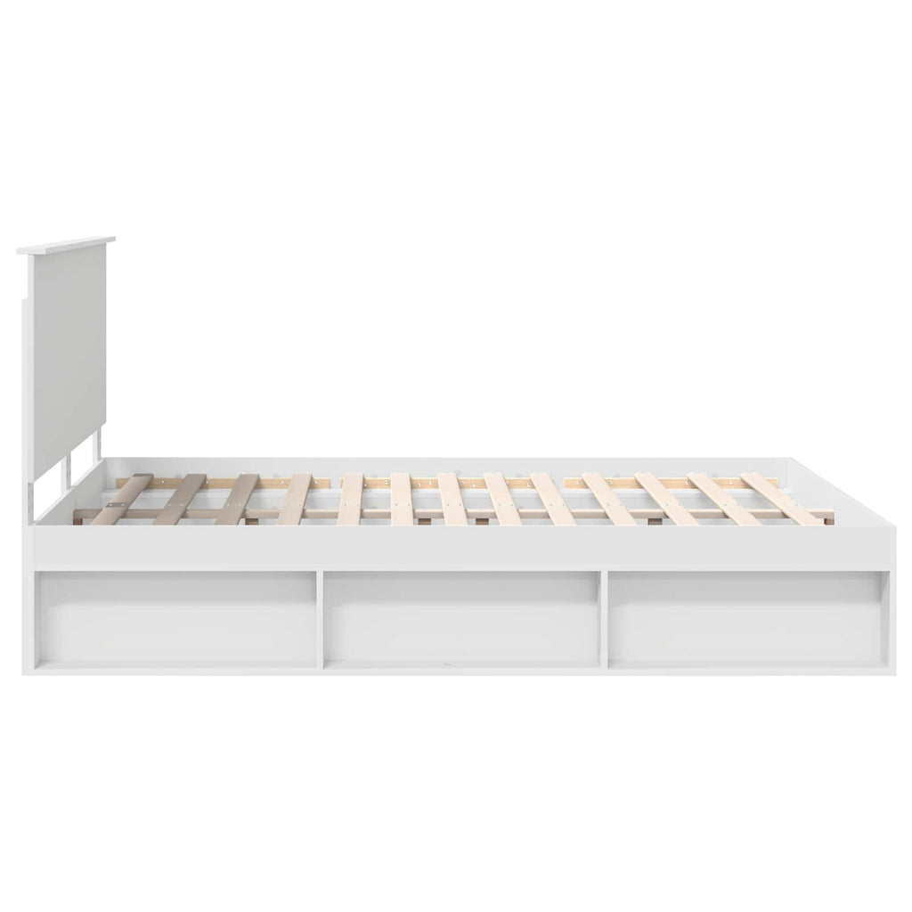 vidaXL Ramka łóżka Z zagłówkiem Biały 150 x 200 cm Lite drewno sosnowe