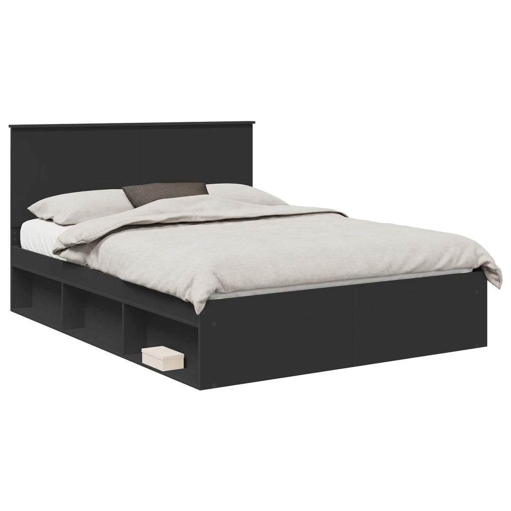 vidaXL Ramka łóżka Czarny 150 x 200 cm Lite drewno sosnowe