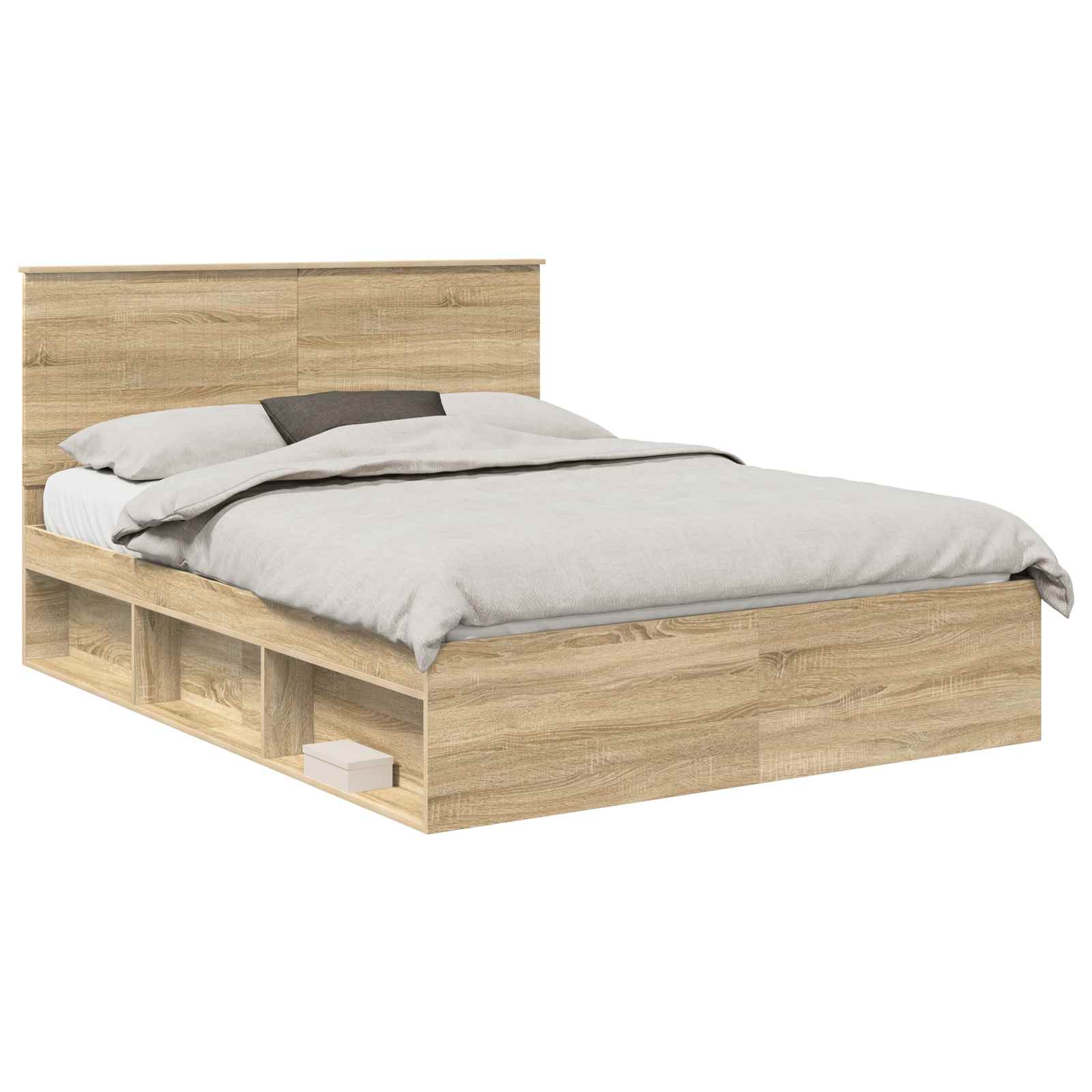 vidaXL Ramka łóżka Dąb Sonoma 150 x 200 cm Lite drewno sosnowe