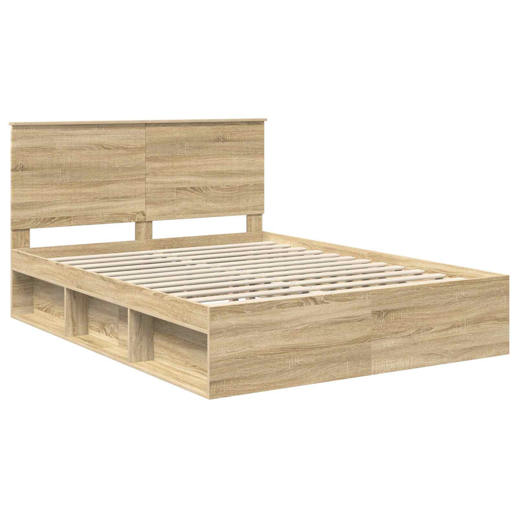 vidaXL Ramka łóżka Dąb Sonoma 150 x 200 cm Lite drewno sosnowe