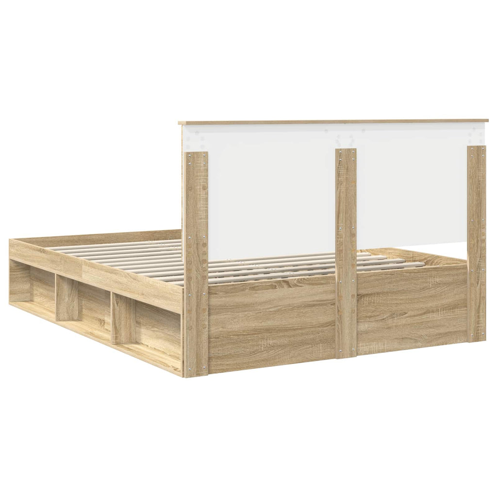 vidaXL Ramka łóżka Dąb Sonoma 150 x 200 cm Lite drewno sosnowe