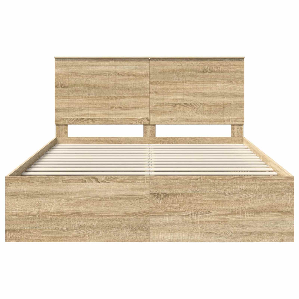 vidaXL Ramka łóżka Dąb Sonoma 150 x 200 cm Lite drewno sosnowe