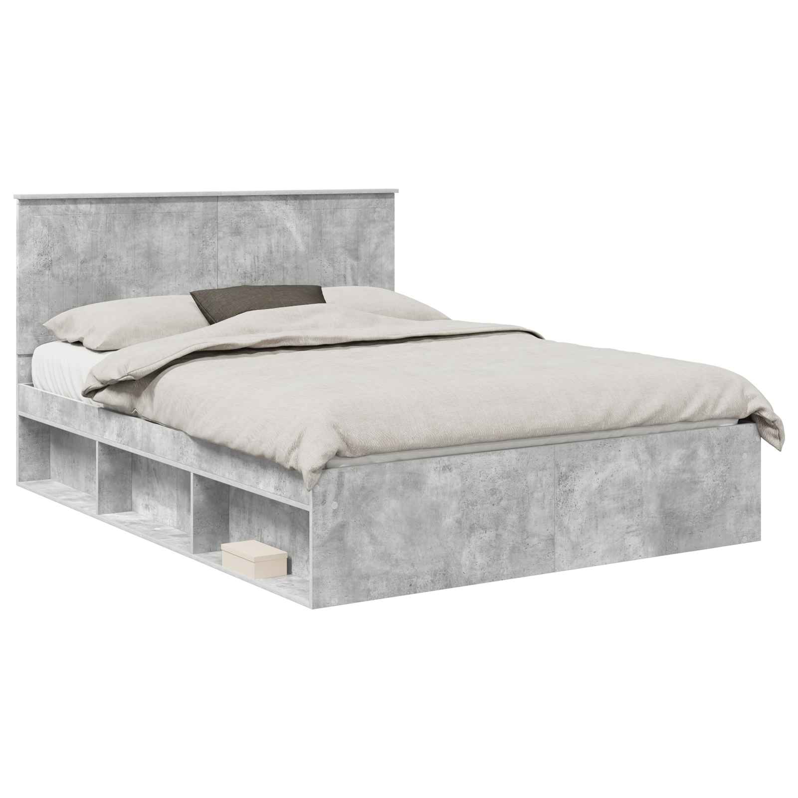 vidaXL Ramka łóżka Szary beton 150 x 200 cm Lite drewno sosnowe